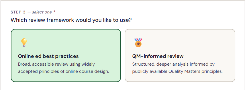 Step 3 — review framework