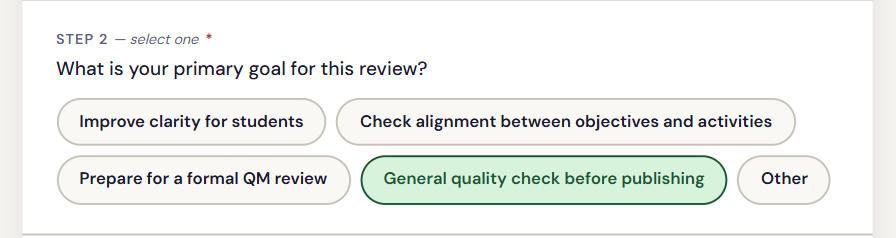 Step 2 — primary review goal